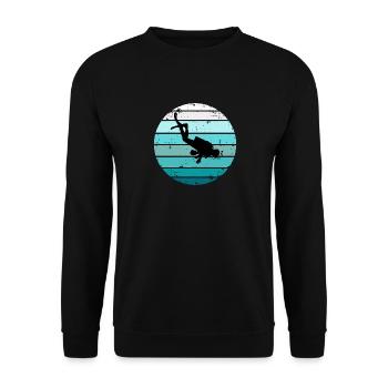 Tauchen Retro Sunset Taucher - Unisex Pullover - Schwarz - Vorne - Alina (178cm) & Michal (187cm)