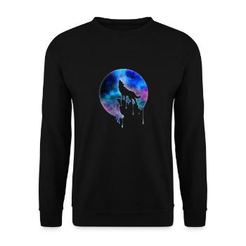 Howling Wolf pleine lune galaxie univers cadeau - Sweat-shirt Unisexe - noir - Devant - Alina (178cm) & Michal (187cm)