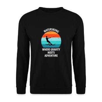 Wasserskier Wasserski Wasserskifahrer - Unisex Pullover - Schwarz - Vorne - Alina (178cm) & Michal (187cm)