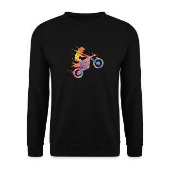Motocross Bunte Farbe Grafik Männer Frauen & Kinder - Unisex Pullover - Schwarz - Vorne - Alina (178cm) & Michal (187cm)