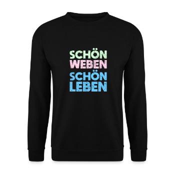 Schön Weben, Schön Leben - Unisex Pullover - Schwarz - Vorne - Alina (178cm) & Michal (187cm)