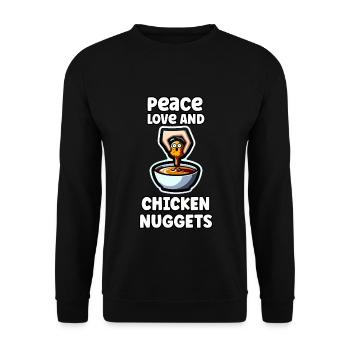 Chicken Nuggets Zitat Chicken Zitat - Unisex Pullover - Schwarz - Vorne - Alina (178cm) & Michal (187cm)