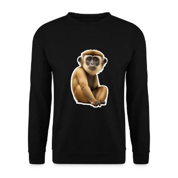 Gibbon-Äffchen - Unisex Pullover - Schwarz - Vorne - Alina (178cm) & Michal (187cm)
