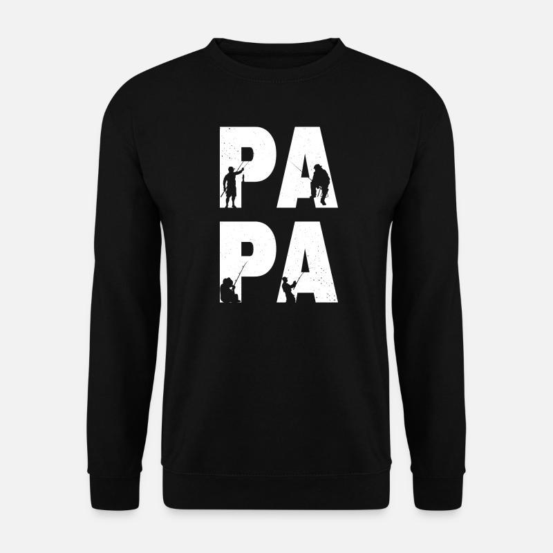 Papa Angler Fischer Geschenk Vatertag - Unisex Pullover - Schwarz