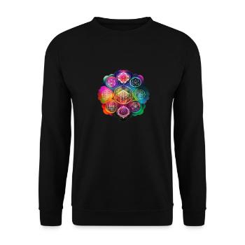Blume des Lebens - Unisex Pullover - Schwarz - Vorne - Alina (178cm) & Michal (187cm)