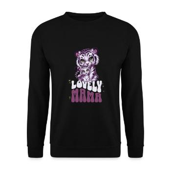 Niedlicher weißer Tiger Tiger Baby Lovely Mama - Unisex Pullover - Schwarz - Vorne - Alina (178cm) & Michal (187cm)