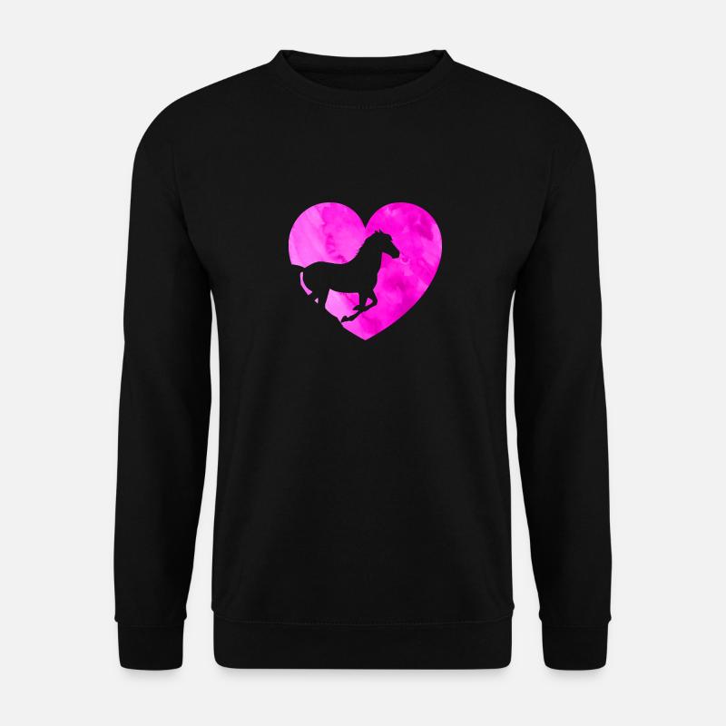 Pferd Herz Reiten Liebe Pferde - Unisex Pullover - Schwarz