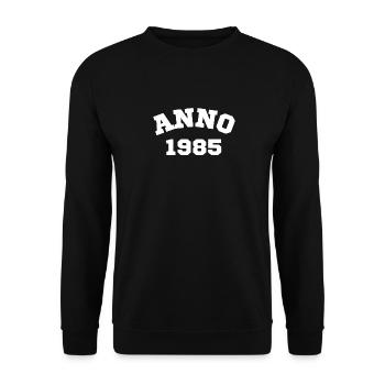 Anno 1985 Geburtstag Geburtsjahr - Unisex Pullover - Schwarz - Vorne - Alina (178cm) & Michal (187cm)