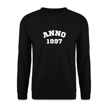 Anno 1997 Geburtstag Geburtsjahr - Unisex Pullover - Schwarz - Vorne - Alina (178cm) & Michal (187cm)