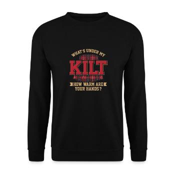 Qu'y a-t-il sous mon kilt Quelle est la chaleur de vos mains - Sweat-shirt Unisexe - noir - Devant - Alina (178cm) & Michal (187cm)