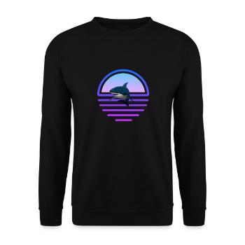 Poisson-requin Animaux de mer Prédateurs Vaporwave Requin - Sweat-shirt Unisexe - noir - Devant - Alina (178cm) & Michal (187cm)