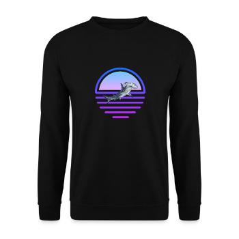 Hammerhead Shark Predator Vaporwave Shark - Unisex Sweatshirt - black - Front - Alina (178cm) & Michal (187cm)