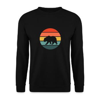 Vintage Tierliebhaber Raubtier Retro Bär - Unisex Pullover - Schwarz - Vorne - Alina (178cm) & Michal (187cm)