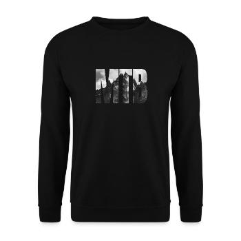 MTB with photo background with mountain and glacier - Unisex Sweatshirt - black - Front - Alina (178cm) & Michal (187cm)