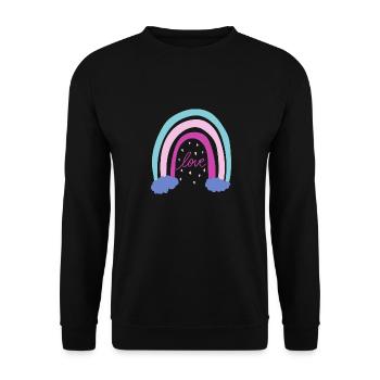 Love Regenbogen - Unisex Pullover - Schwarz - Vorne - Alina (178cm) & Michal (187cm)