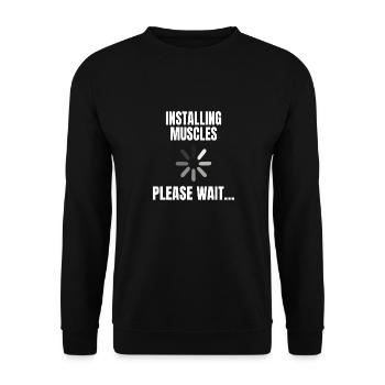 POWERLIFTING: Installing muscles - Unisex Pullover - Schwarz - Vorne - Alina (178cm) & Michal (187cm)