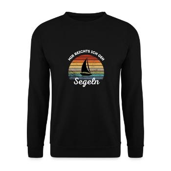 Mir reicht's ich geh Segeln! Boot Retro - Unisex Pullover - Schwarz - Vorne - Alina (178cm) & Michal (187cm)