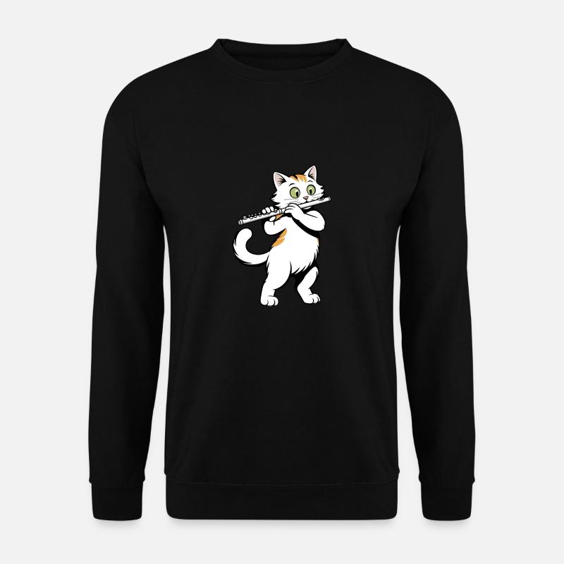 Katze spielt Flöte - Unisex Pullover - Schwarz