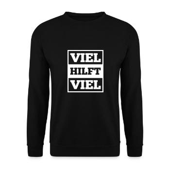 viel hilft viel - Unisex Pullover - Schwarz - Vorne - Alina (178cm) & Michal (187cm)