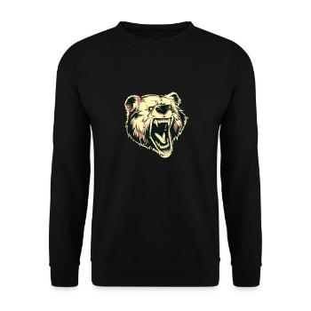 Bären T Shirt Design Wütender Bär - Unisex Pullover - Schwarz - Vorne - Alina (178cm) & Michal (187cm)
