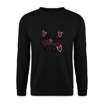 Valentinstag Jahrestag Romantik Sprüche Verliebte - Unisex Pullover - Schwarz - Vorne - Alina (178cm) & Michal (187cm)