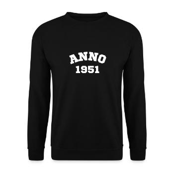 Anno 1951 Geburtstag Geburtsjahr - Unisex Pullover - Schwarz - Vorne - Alina (178cm) & Michal (187cm)