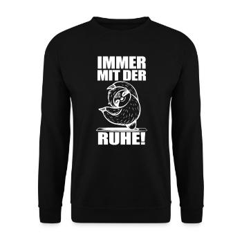 Faultier Fun Spruch - Unisex Pullover - Schwarz - Vorne - Alina (178cm) & Michal (187cm)