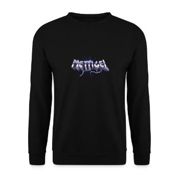 Mettigel T Shirt Design Heavy Metal Schriftzug - Unisex Pullover - Schwarz - Vorne - Alina (178cm) & Michal (187cm)