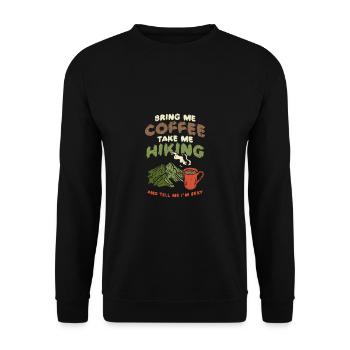 Bing Mir Kaffee Geh Wandern Und Sag Ich Bin Sexy - Unisex Pullover - Schwarz - Vorne - Alina (178cm) & Michal (187cm)