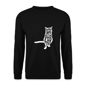 Cat White Silhouette Gift Cat Lover - Unisex Sweatshirt - black - Front - Alina (178cm) & Michal (187cm)