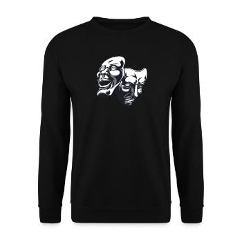 masque comedia del arte théâtre - Sweat-shirt Unisexe - noir - Devant - Alina (178cm) & Michal (187cm)