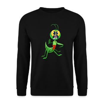 Praying mantis wearing tang outfit doing tai chi - Unisex Sweatshirt - black - Front - Alina (178cm) & Michal (187cm)