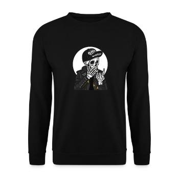 Bis zum letzten Atemzug. Smoke Skull - Unisex Pullover - Schwarz - Vorne - Alina (178cm) & Michal (187cm)