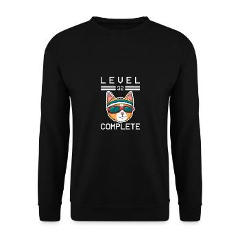 Level 32 Rétro Rétro Rétro Gifts 32.Anniversaire - Sweat-shirt Unisexe - noir - Devant - Alina (178cm) & Michal (187cm)