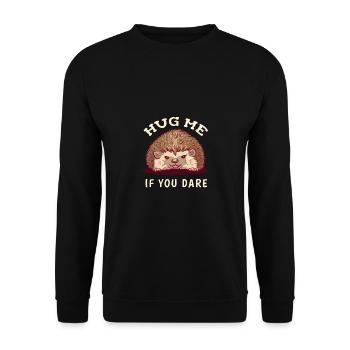 Rétro Hérisson Disant Hug Me Hedgehog T-Shirt - Sweat-shirt Unisexe - noir - Devant - Alina (178cm) & Michal (187cm)