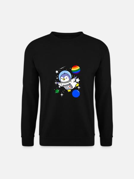 Penguin Astronaut Gay Pride - Unisex Pullover - Schwarz