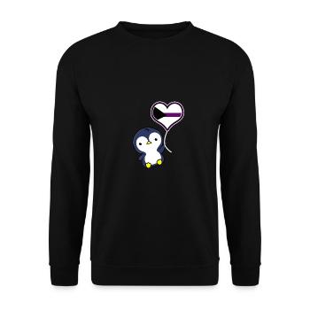 Pinguin Ballon Demisexual Pride - Unisex Pullover - Schwarz - Vorne - Alina (178cm) & Michal (187cm)