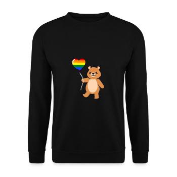 Teddy Bear Balloon Gay Bear Pride - Unisex Sweatshirt - black - Front - Alina (178cm) & Michal (187cm)
