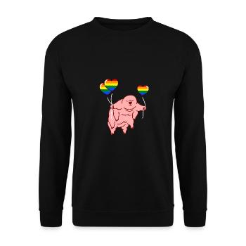Bärtierchen Herzballon LGBT Gay Pride - Unisex Pullover - Schwarz - Vorne - Alina (178cm) & Michal (187cm)