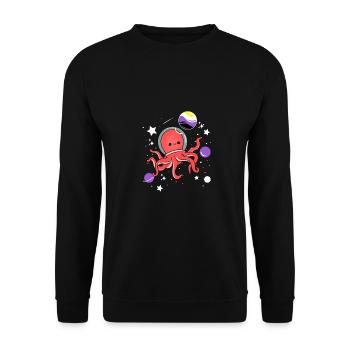 Octopus Astronaut Nonbinary Pride - Unisex Sweatshirt - black - Front - Alina (178cm) & Michal (187cm)