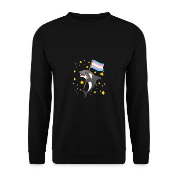 Trans Pride Orca - Unisex Sweatshirt - black - Front - Alina (178cm) & Michal (187cm)