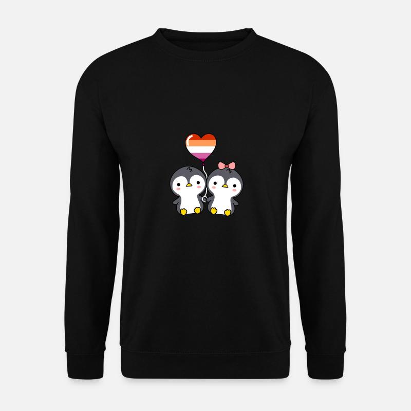Pinguin-Paar Orange Pink Lesbian Pride - Unisex Pullover - Schwarz