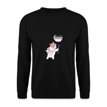 Unicorn Heart Balloon Asexual Pride - Unisex Sweatshirt - black - Front - Alina (178cm) & Michal (187cm)