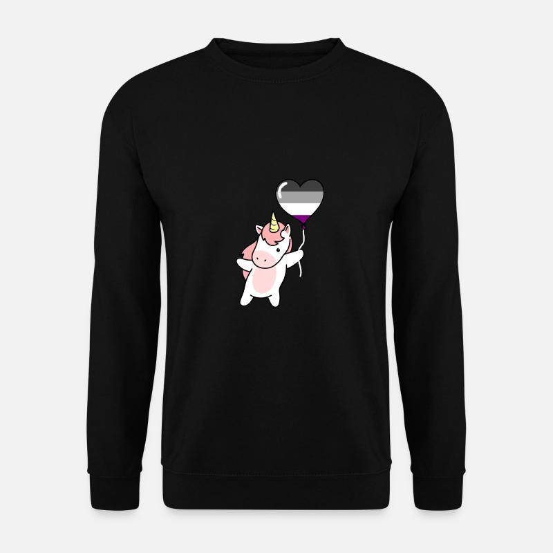 Einhorn Herzballon Asexual Pride - Unisex Pullover - Schwarz