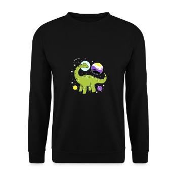 Brachiosaurus Nonbinary Pride Space Nonbinary P - Unisex Sweatshirt - black - Front - Alina (178cm) & Michal (187cm)