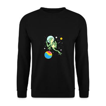 Pansexual Frog Astronaut Pan Pride - Unisex Sweatshirt - black - Front - Alina (178cm) & Michal (187cm)