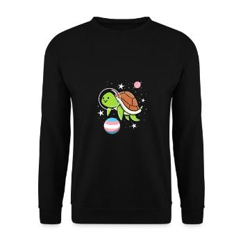 Turtle Astronaut Trans Pride - Unisex Sweatshirt - black - Front - Alina (178cm) & Michal (187cm)