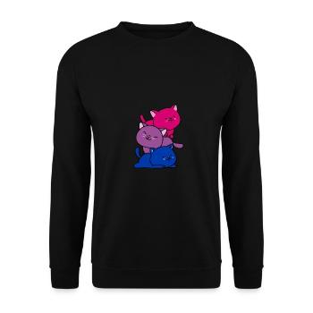 Bisexual Pride Katzen - Unisex Pullover - Schwarz - Vorne - Alina (178cm) & Michal (187cm)