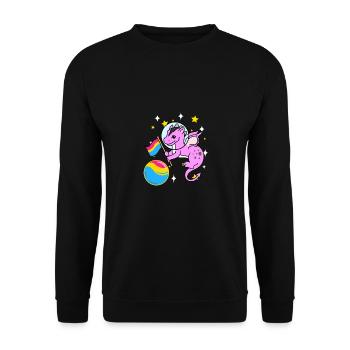 Drache Astronaut Pan Pride - Unisex Pullover - Schwarz - Vorne - Alina (178cm) & Michal (187cm)
