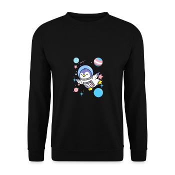 Un manchot transgenre dans l’espace - Sweat-shirt Unisexe - noir - Devant - Alina (178cm) & Michal (187cm)